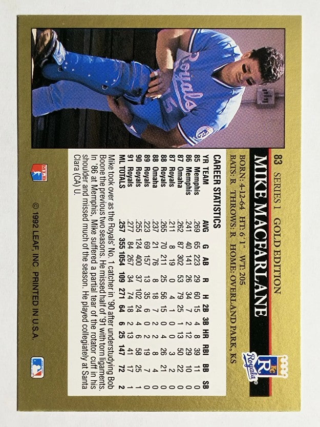 1992 Leaf Black Gold #83 Mike Macfarlane