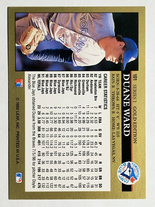 1992 Leaf Black Gold #101 Duane Ward