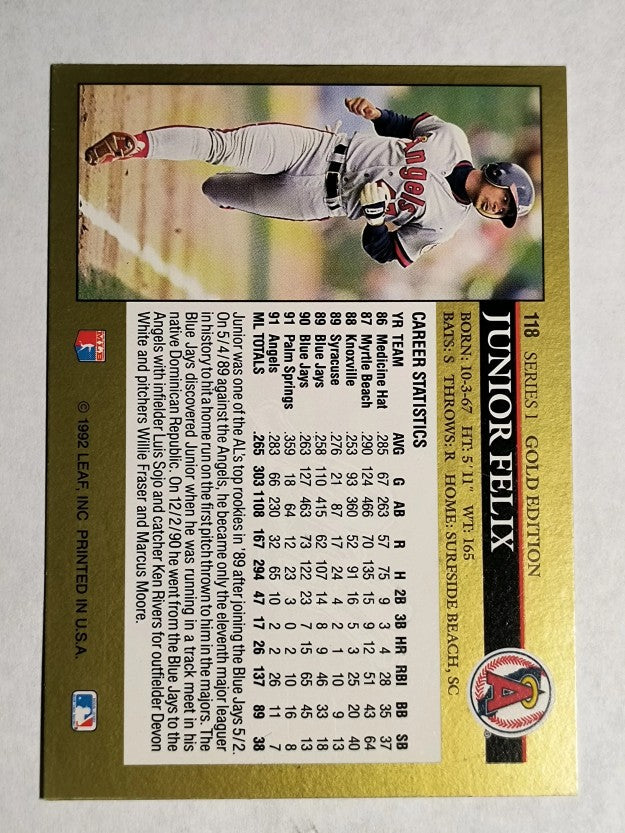 1992 Leaf Black Gold #118 Junior Felix