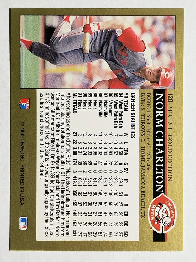 1992 Leaf Black Gold #120 Norm Charlton