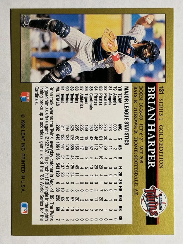1992 Leaf Black Gold #131 Brian Harper