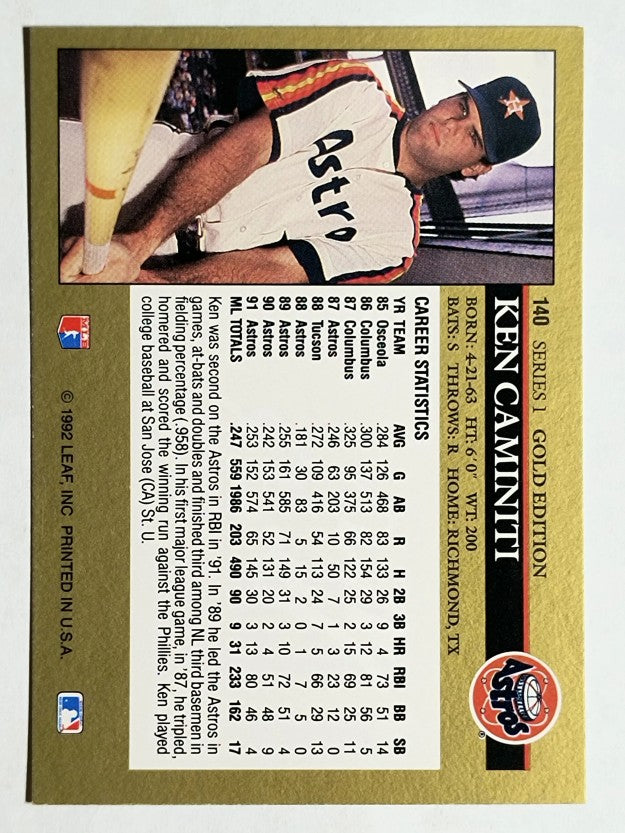 1992 Leaf Black Gold #140 Ken Caminiti