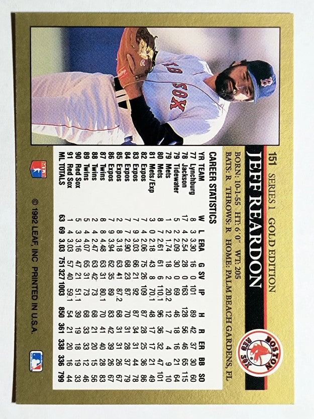 1992 Leaf Black Gold #151 Jeff Reardon
