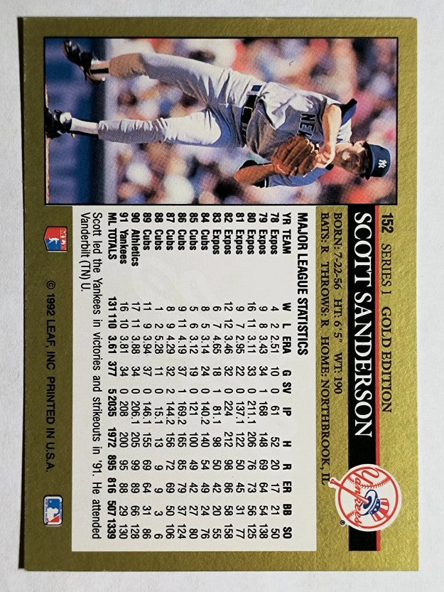 1992 Leaf Black Gold #152 Scott Sanderson