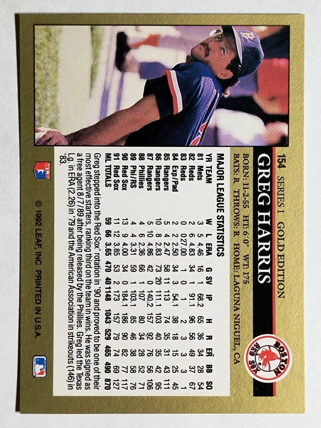 1992 Leaf Black Gold #154 Greg A. Harris
