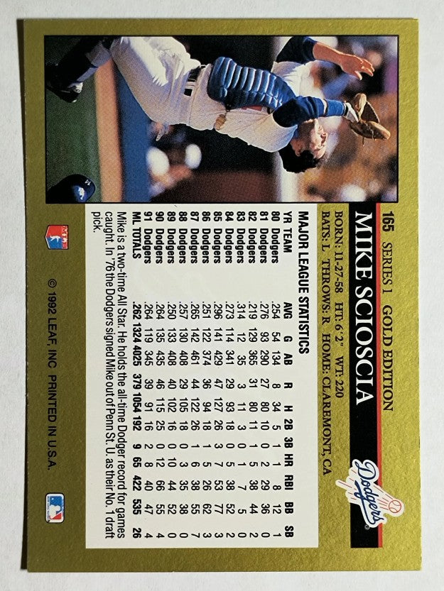 1992 Leaf Black Gold #165 Mike Scioscia