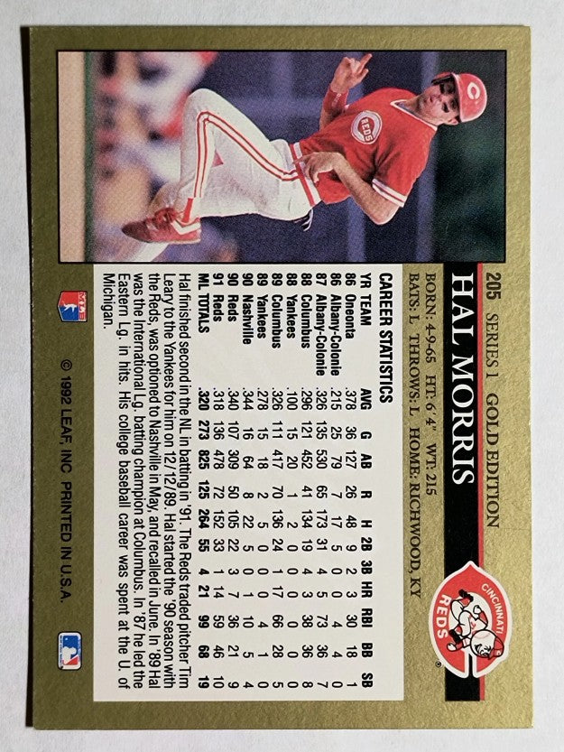 1992 Leaf Black Gold #205 Hal Morris