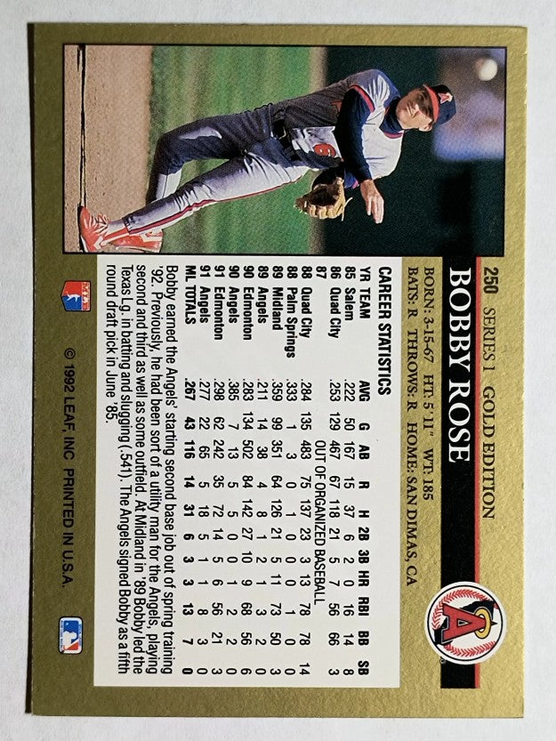 1992 Leaf Black Gold #250 Bobby Rose