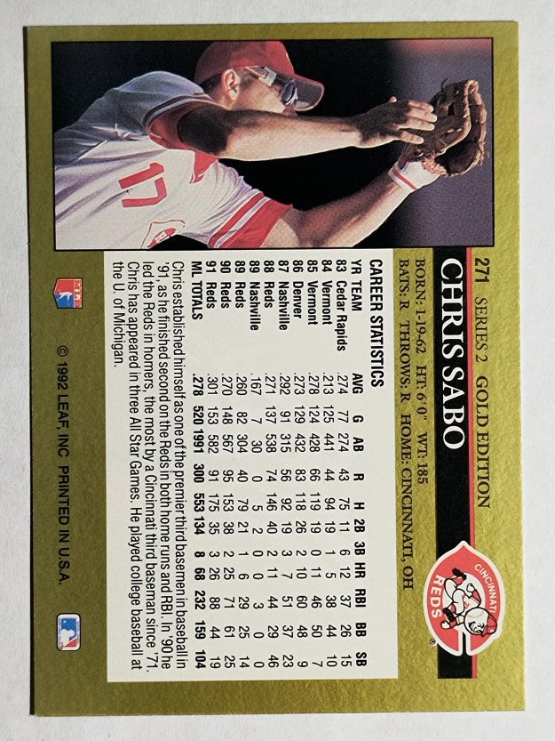 1992 Leaf Black Gold #271 Chris Sabo