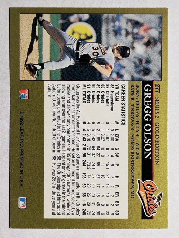 1992 Leaf Black Gold #277 Gregg Olson