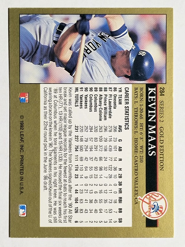 1992 Leaf Black Gold #284 Kevin Maas