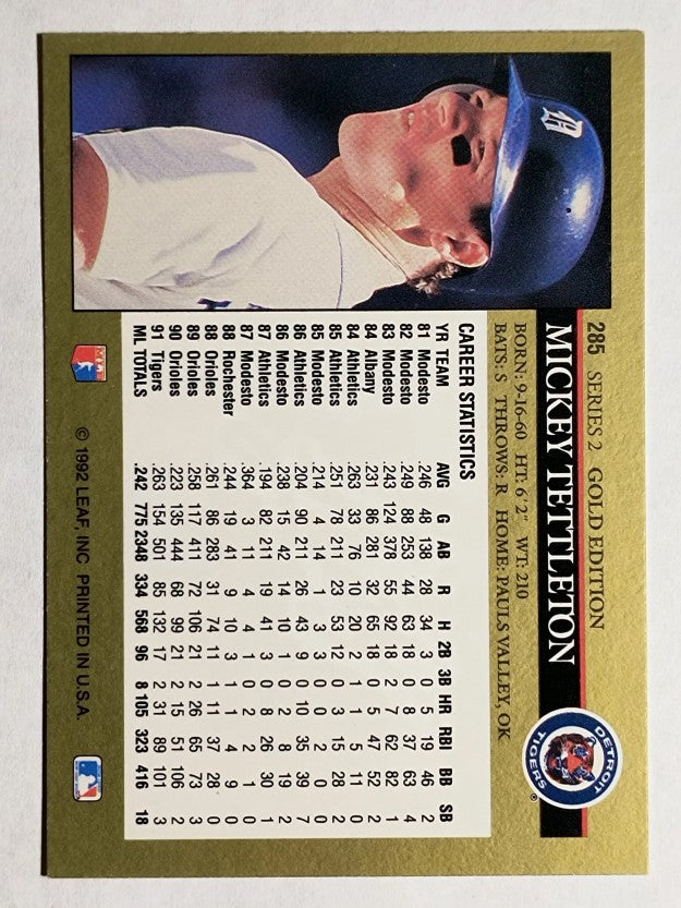 1992 Leaf Black Gold #285 Mickey Tettleton
