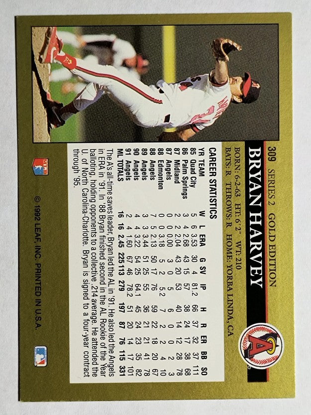 1992 Leaf Black Gold #309 Bryan Harvey