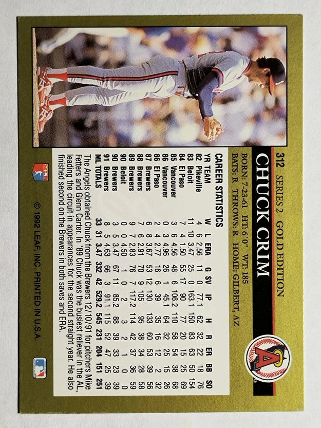 1992 Leaf Black Gold #312 Chuck Crim