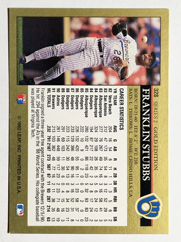 1992 Leaf Black Gold #328 Franklin Stubbs
