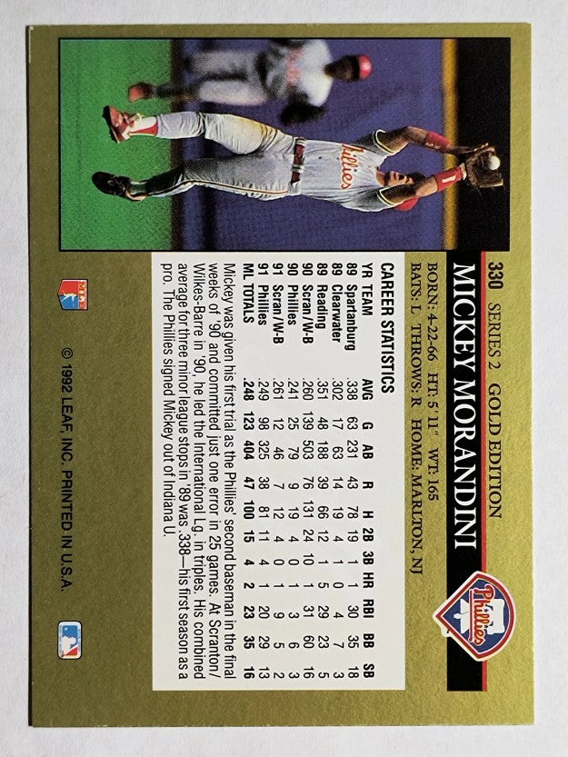 1992 Leaf Black Gold #330 Mickey Morandini
