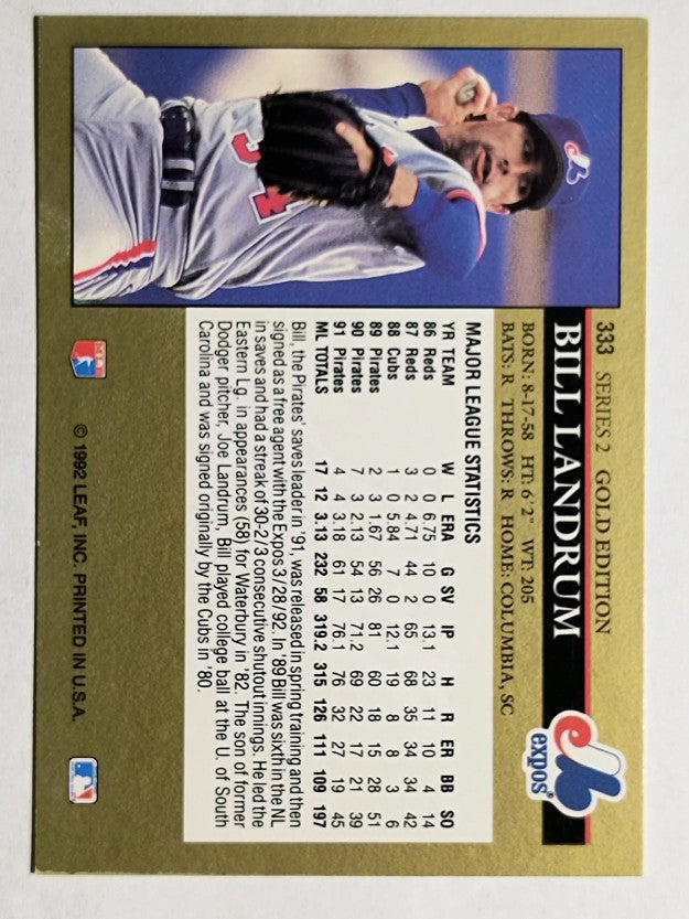 1992 Leaf Black Gold #333 Bill Landrum