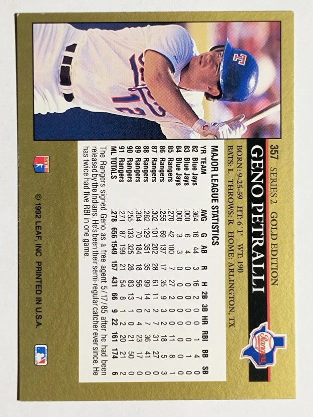 1992 Leaf Black Gold #357 Geno Petralli