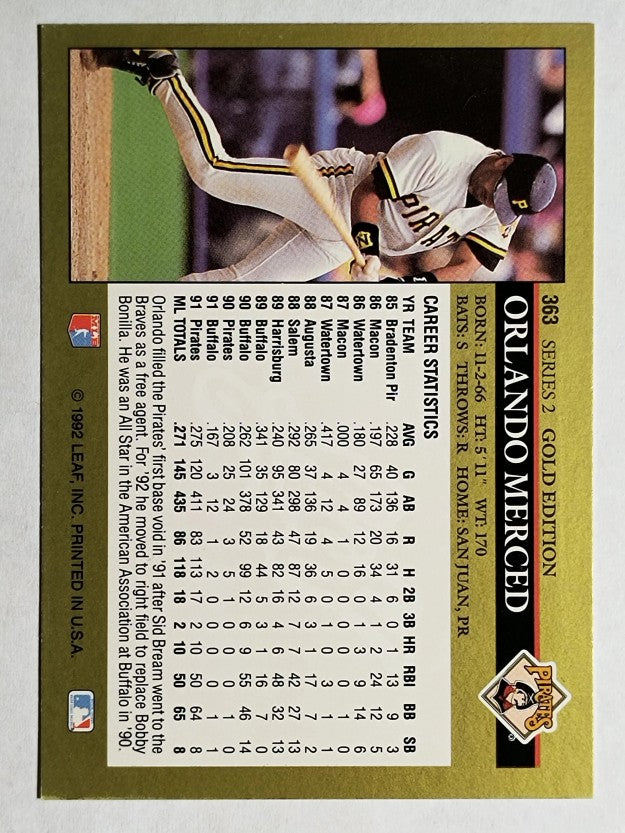 1992 Leaf Black Gold #363 Orlando Merced
