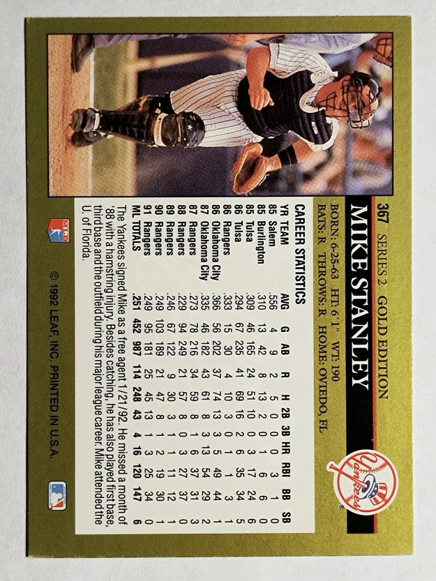 1992 Leaf Black Gold #367 Mike Stanley