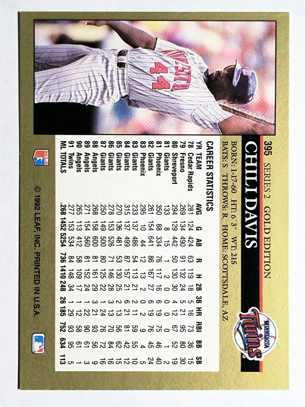 1992 Leaf Black Gold #395 Chili Davis