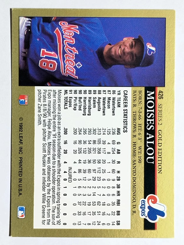 1992 Leaf Black Gold #426 Moises Alou