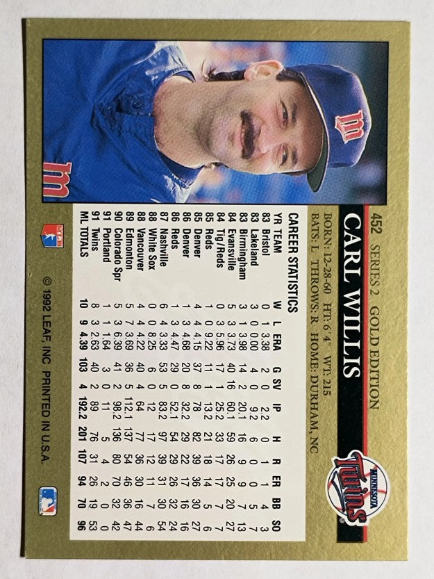 1992 Leaf Black Gold #452 Carl Willis