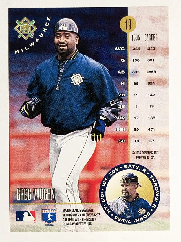 1996 Leaf #19 Greg Vaughn