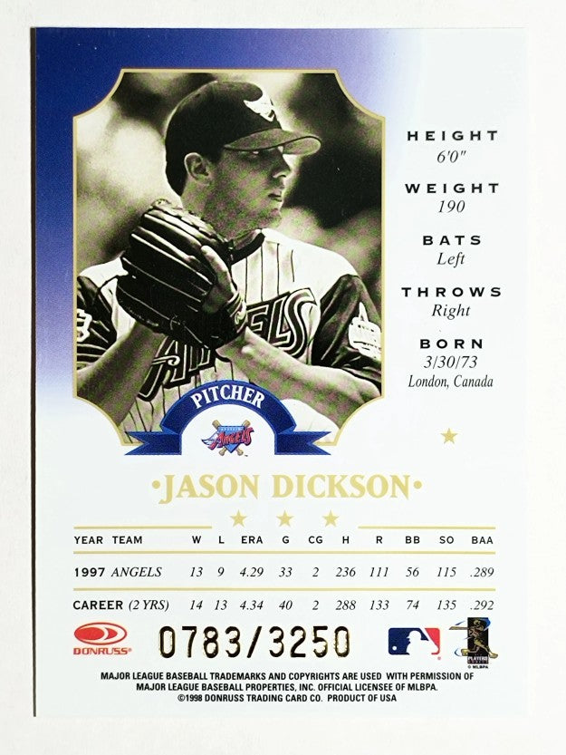 1998 Leaf Fractal Materials #141 Jason Dickson PX