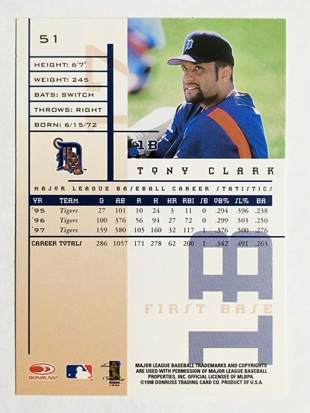 1998 Leaf Rookies and Stars #51 Tony Clark