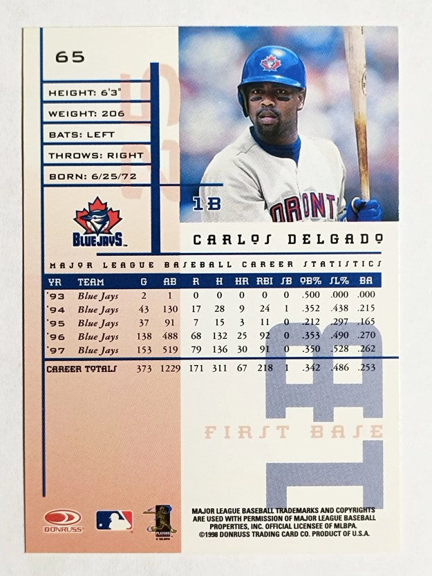 1998 Leaf Rookies and Stars #65 Carlos Delgado