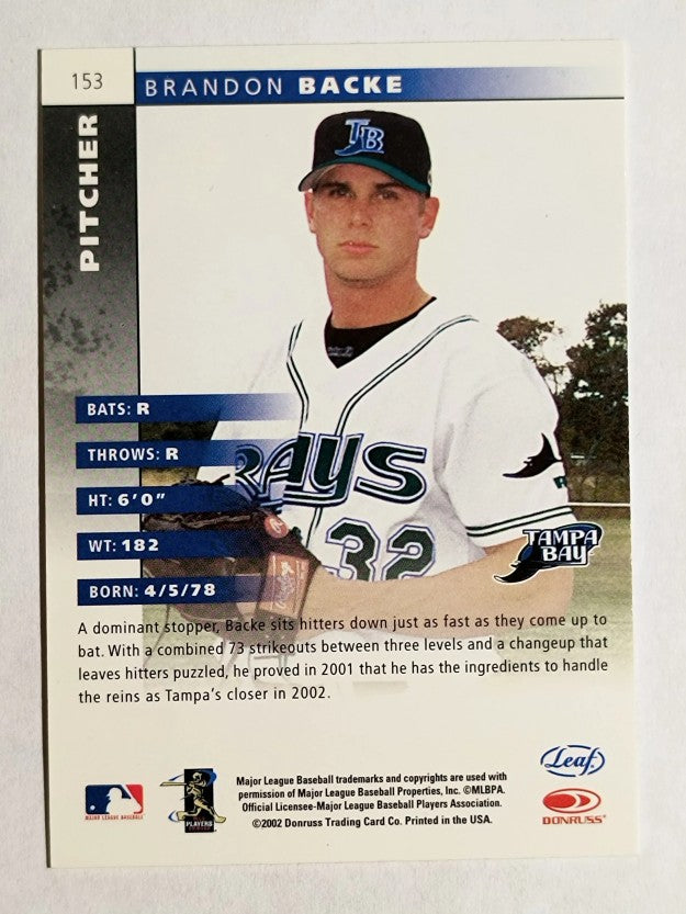 2002 Leaf #153 Brandon Backe ROO RC
