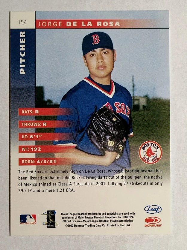 2002 Leaf #154 Jorge De La Rosa ROO RC