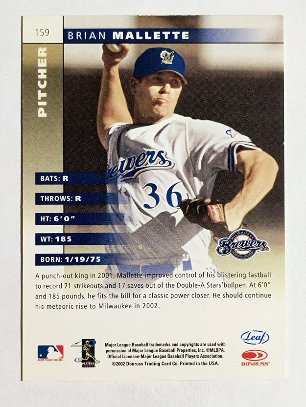 2002 Leaf #159 Brian Mallette ROO RC (EXMT)