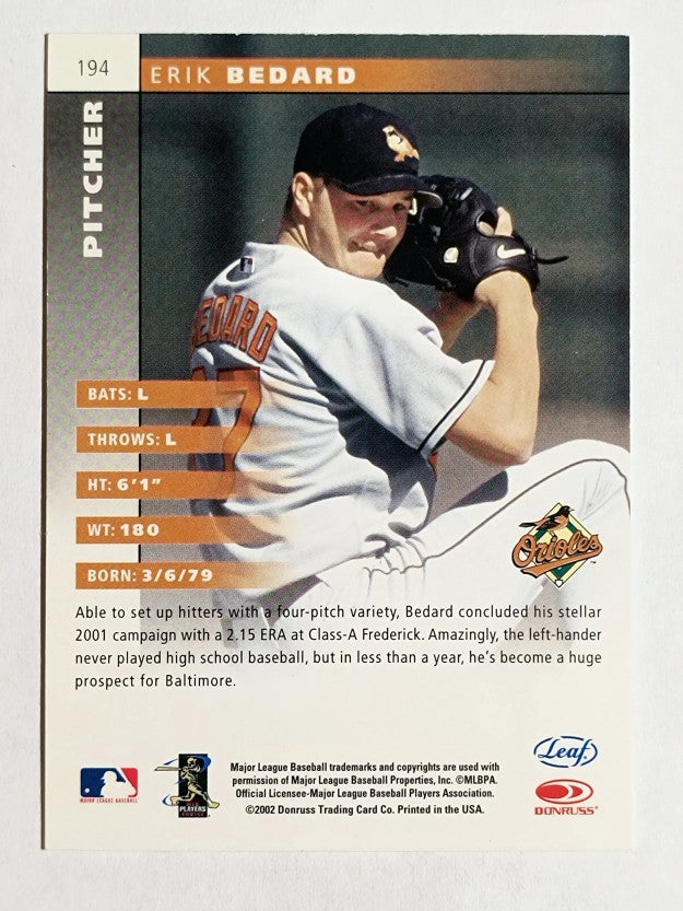 2002 Leaf #194 Erik Bedard ROO (NM)