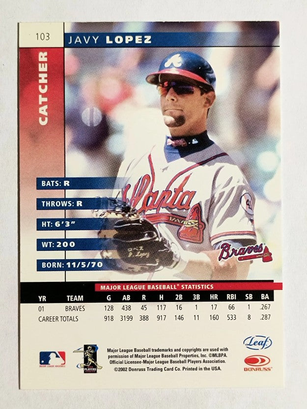 2002 Leaf Press Proofs Blue #103 Javy Lopez