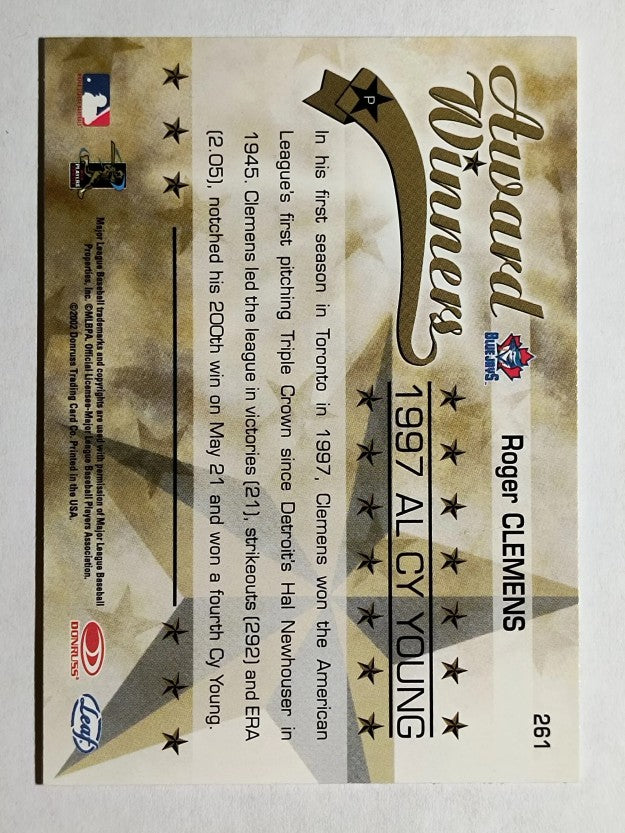 2002 Leaf Rookies and Stars #261 Roger Clemens 97 CY