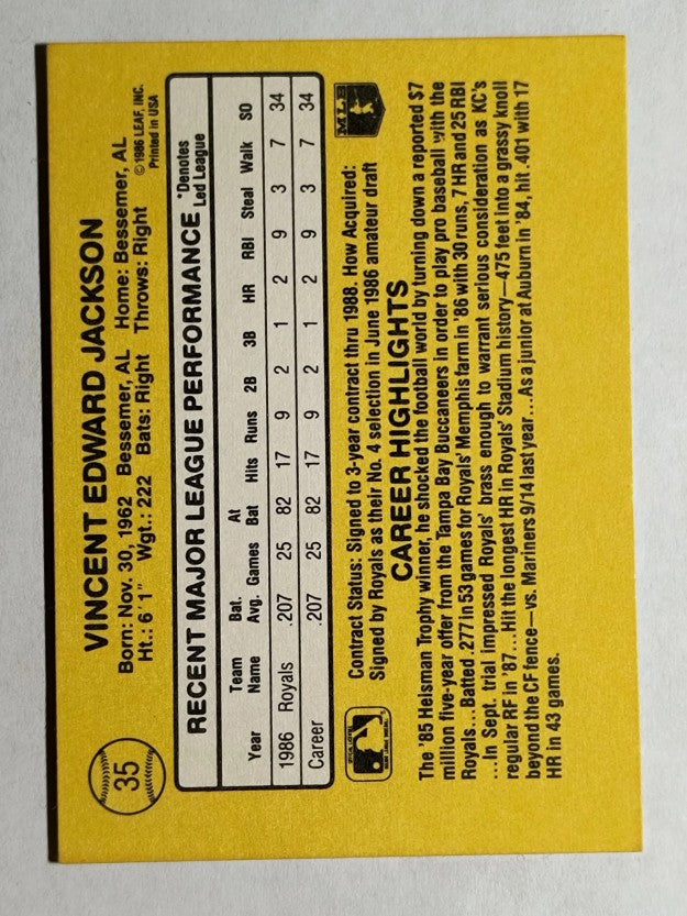 1987 Donruss #35 Bo Jackson RC