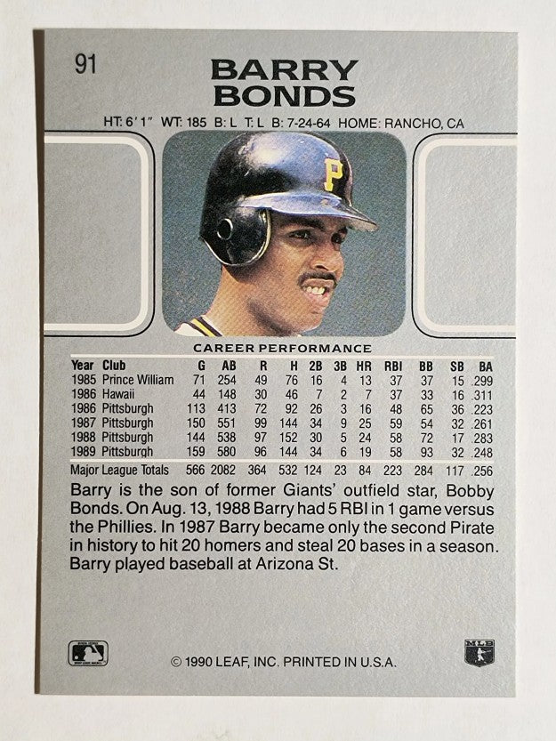 1990 Leaf #91 Barry Bonds