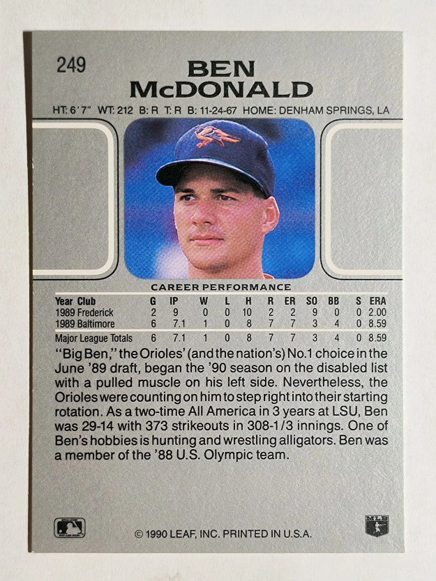 1990 Leaf #249 Ben McDonald RC