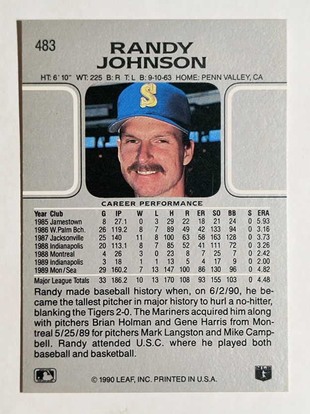 1990 Leaf #483 Randy Johnson