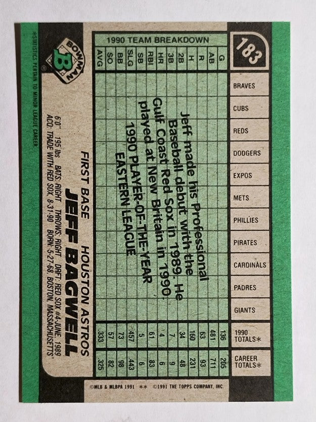 1991 Bowman #183 Jeff Bagwell RC