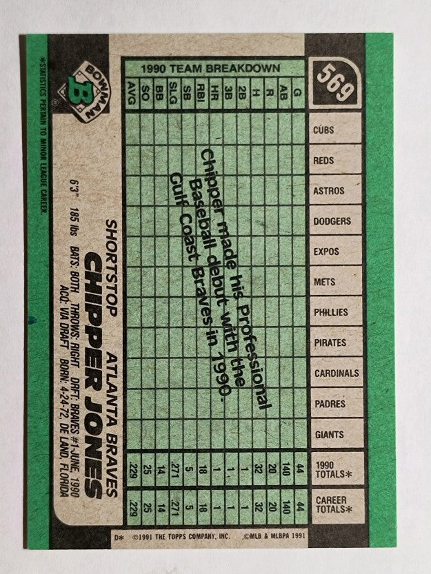 1991 Bowman #569 Chipper Jones RC