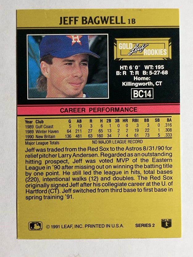 1991 Leaf Gold Rookies #BC14 Jeff Bagwell