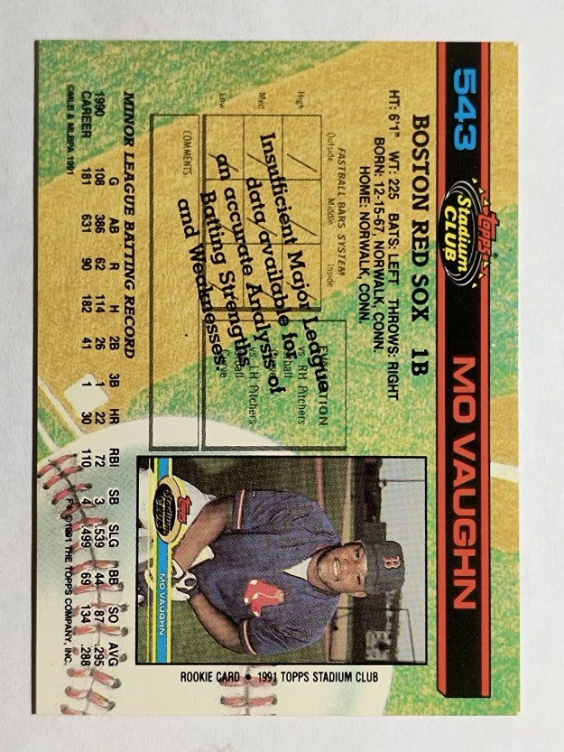 1991 Stadium Club #543 Mo Vaughn