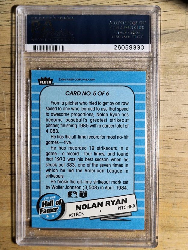1986 Fleer Future Hall of Famers #5 Nolan Ryan (PSA 9 MINT)