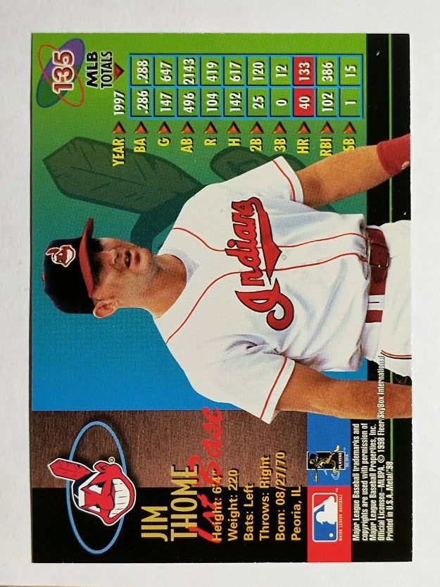 1998 Metal Universe #135 Jim Thome