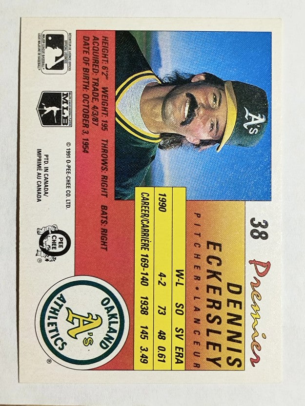 1991 O-Pee-Chee Premier #38 Dennis Eckersley