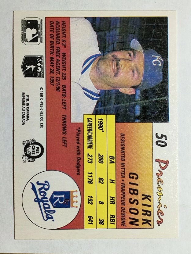 1991 O-Pee-Chee Premier #50 Kirk Gibson