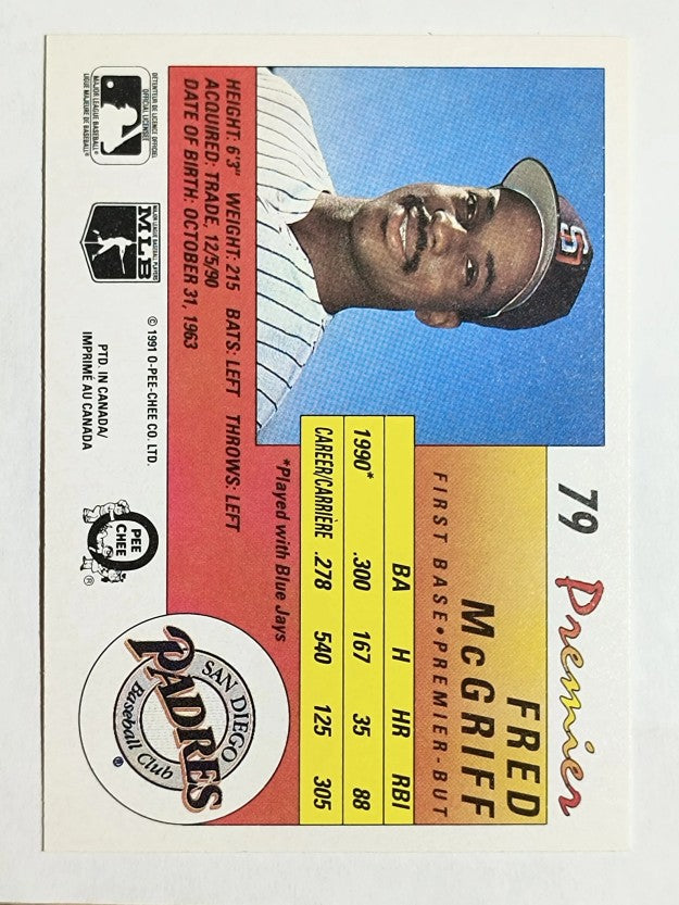 1991 O-Pee-Chee Premier #79 Fred McGriff